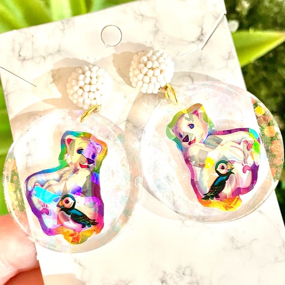 Lisa Frank Jewelry - Lisa Frank Iridescent Polar Bear Earrings